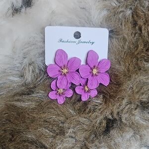 Fashion Jewelry Pink Floral Earrings